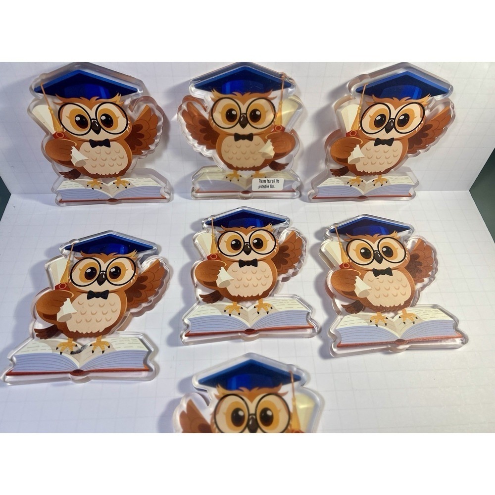 Graduation Owl Centerpiece Acrylic Table Decoration 4.5" Party Decor lot - Picture 3 of 7